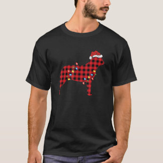 Buffalo Plaid Santa Australian Cattle Dog Christma T-Shirt