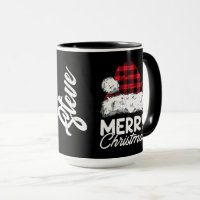 Buffalo-Plaid-Santa-Mütze mit anpassbarem Namen