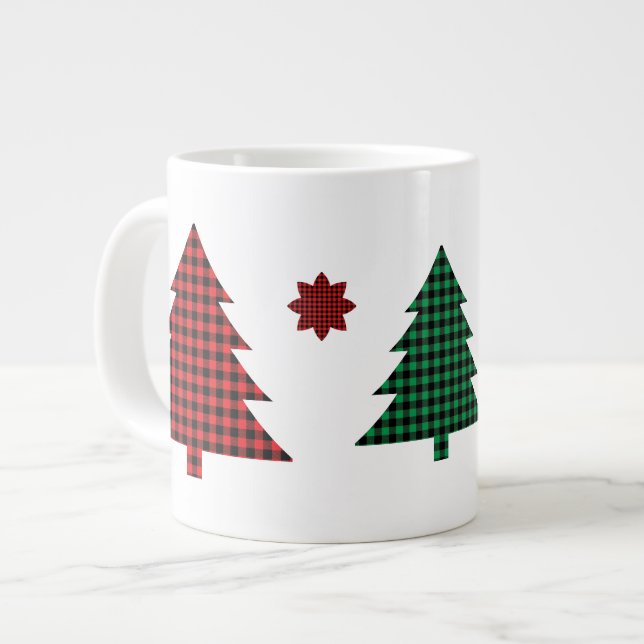 Buffalo Plaid Trees Jumbo-Tasse (Vorderseite Links)