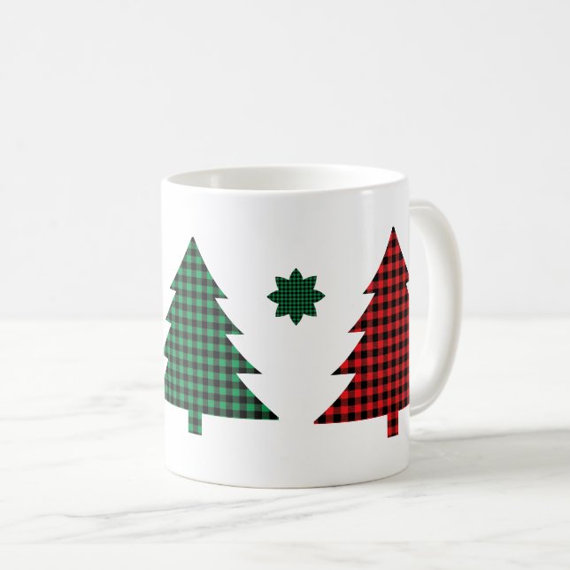 Buffalo Plaid Trees Kaffeetasse (VorderseiteRechts)