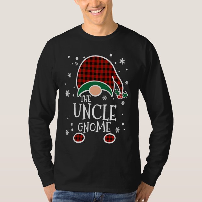 Buffalo Plaid Uncle Gnome  Christmas Family Matchi T-Shirt (Vorderseite)