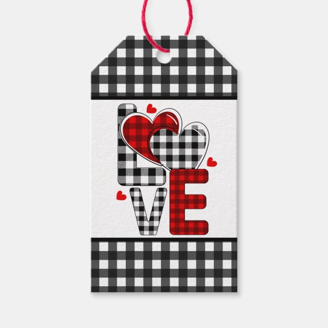 Buffalo Plaid Valentines Love  Geschenkanhänger (Vorderseite)