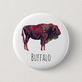 Buffalo Portrait Design für Bison oder Weiße Tiere Button