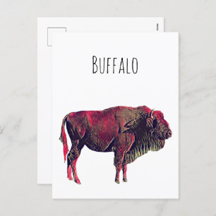 Buffalo Portrait Design für Bison oder Weiße Tiere Feiertagspostkarte