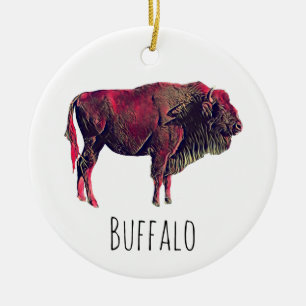 Buffalo Portrait Design für Bison oder Weiße Tiere Keramik Ornament