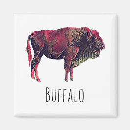 Buffalo Portrait Design für Bison oder Weiße Tiere Magnet