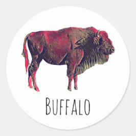 Buffalo Portrait Design für Bison oder Weiße Tiere Runder Aufkleber
