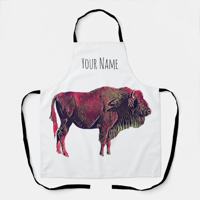 Buffalo Portrait Design für Bison oder Weiße Tiere Schürze (Vorderseite)