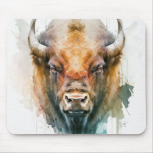 Buffalo Portrait Tiermalerei Natur im Freien Mousepad