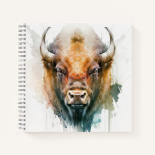 Buffalo Portrait Tiermalerei Natur im Freien Notizbuch
