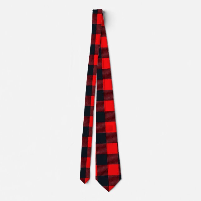 Buffalo Red and Black Shepherd's Kariertes Muster Krawatte (Rückseite)