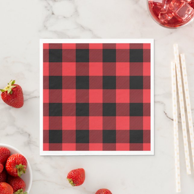 Buffalo Red Black Plaid Check Serviette (Beispiel)