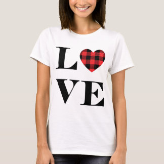 Buffalo Red Kariert Heart Liebe T - Shirt