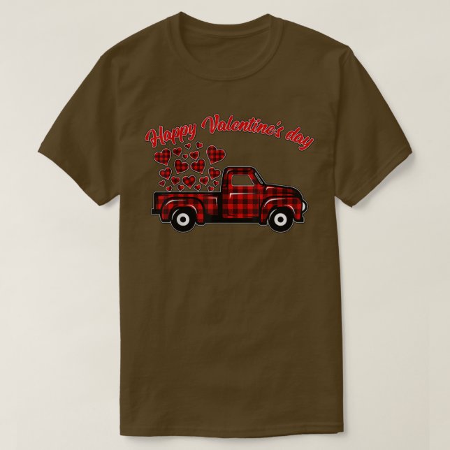 Buffalo Red Kariert Hearts Lieferwagen Truck Niedl T-Shirt (Design vorne)
