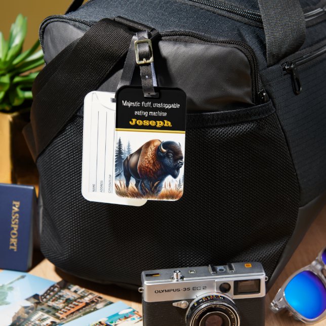 Buffalo Roaming in einem Serenwald Gepäckanhänger (Vorderseite & Rückseite)