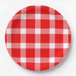 Buffalo Rot-Weiß Karo Feiertags-Picknick Klassiker Pappteller