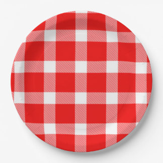 Buffalo Rot-Weiß Karo Feiertags-Picknick Klassiker Pappteller