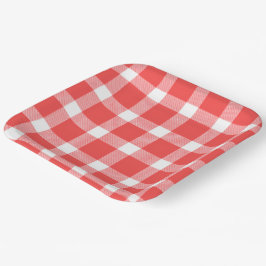 Buffalo Rot-Weiß Karo Feiertags-Picknick Klassiker Pappteller
