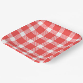 Buffalo Rot-Weiß Karo Feiertags-Picknick Klassiker Pappteller