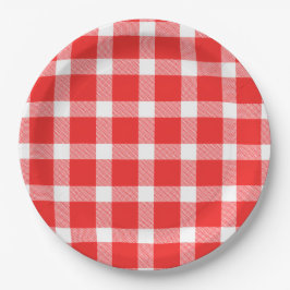 Buffalo Rot-Weiß Karo Feiertags-Picknick Klassiker Pappteller