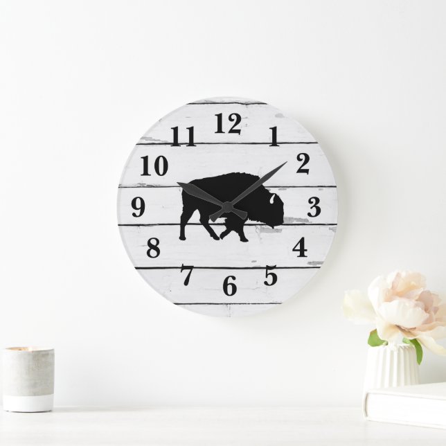 Buffalo Shiplap Rustikale Dekoration Große Wanduhr (Zuhause)