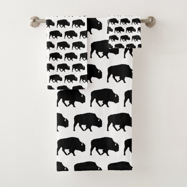 Buffalo Silhouette Muster Graphic Badhandtuch Set (Insitu)