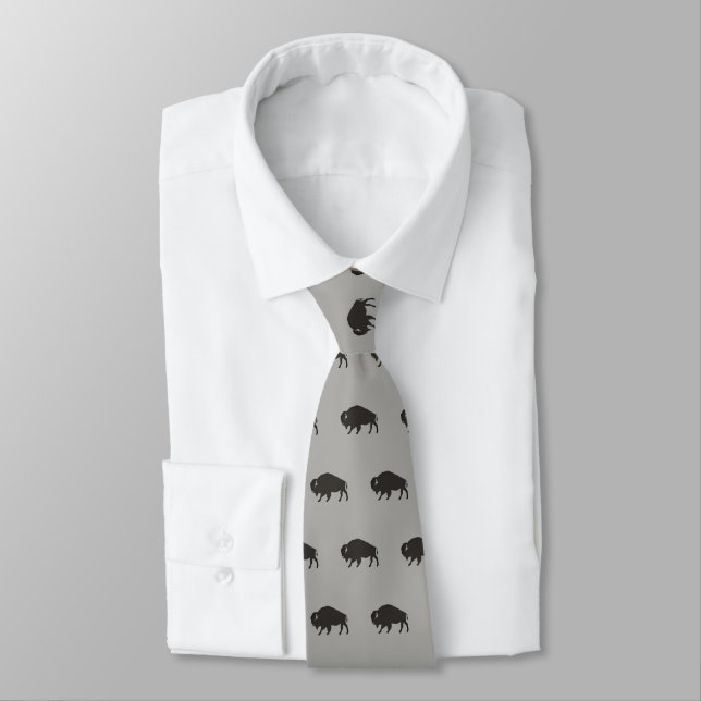 Buffalo Silhouetten Pattern Wildtiere Bison Krawatte (Gebunden)