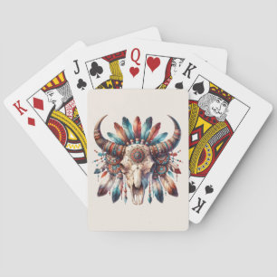 Buffalo Skull and Feathers Native Play Cards Spielkarten
