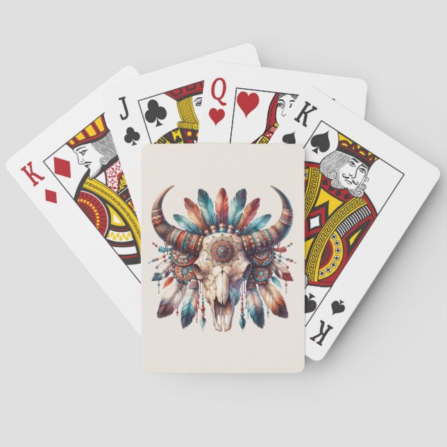 Buffalo Skull and Feathers Native Play Cards Spielkarten (Rückseite)