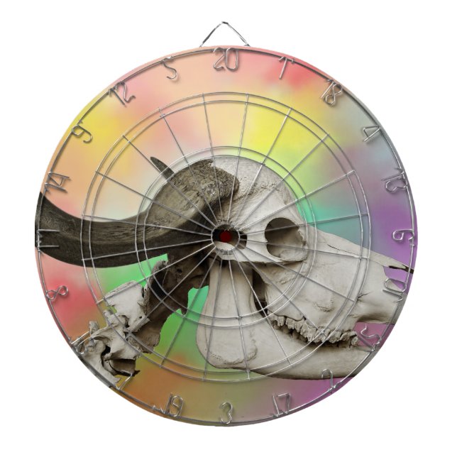 Buffalo Skull auf einem Aquarellbild Dartscheibe (vorne)