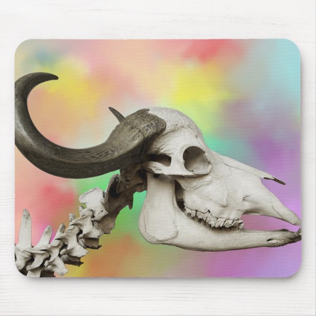 Buffalo Skull auf einem Aquarellbild Mousepad (Vorne)