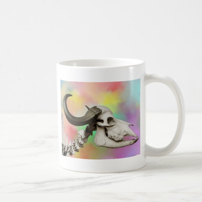 Buffalo Skull auf einem Aquarellbild Tasse (Rechts)