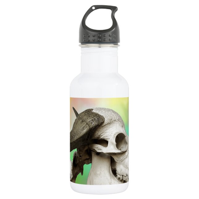 Buffalo Skull auf einem Aquarellbild Trinkflasche (Vorderseite)