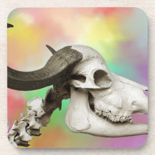 Buffalo Skull auf einem Aquarellbild Untersetzer