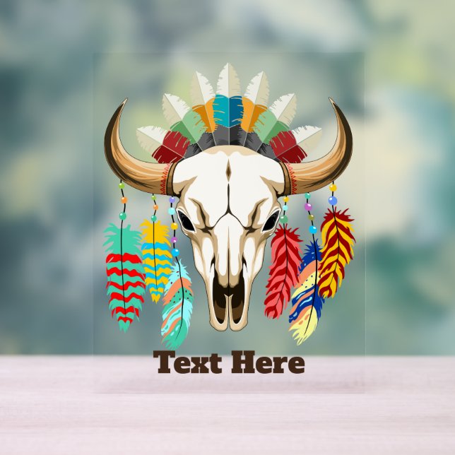 Buffalo Skull Native American Emblem Acrylschild (Neutral)