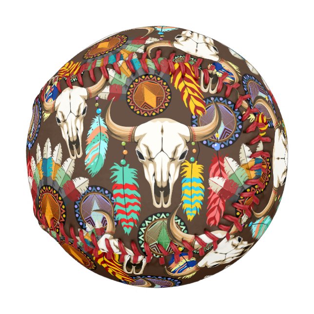 Buffalo Skull Native American Emblem Baseball (Rückseite Links)