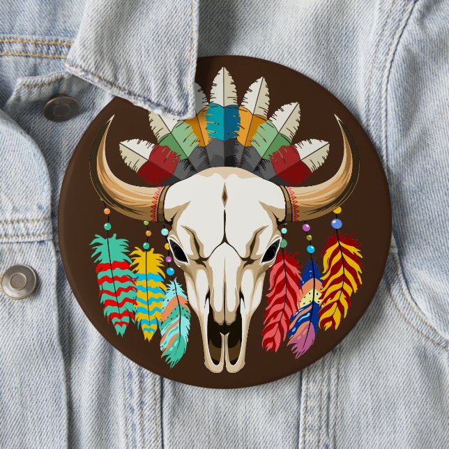 Buffalo Skull Native American Emblem Button (Beispiel)