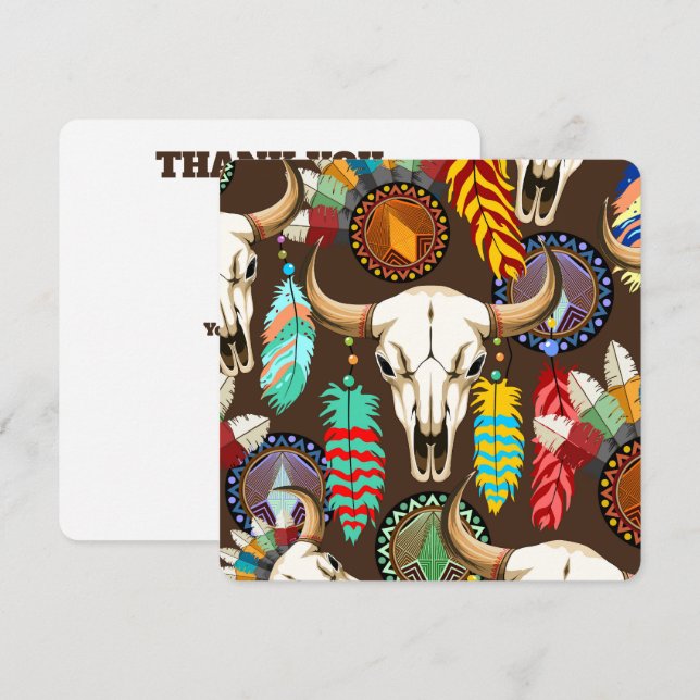 Buffalo Skull Native American Emblem Dankeskarte (Vorne/Hinten)