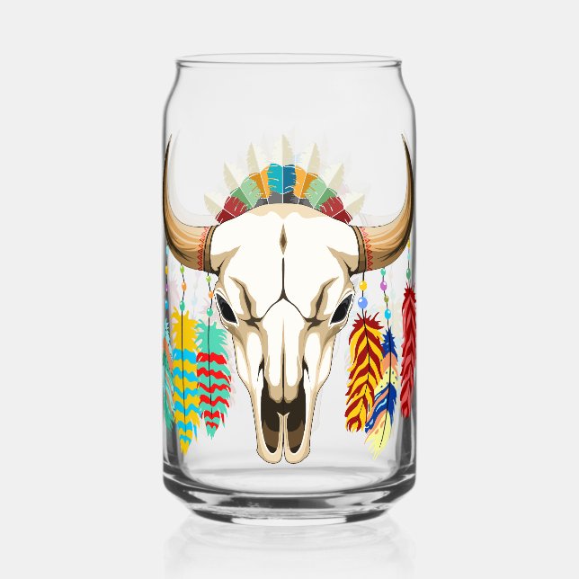 Buffalo Skull Native American Emblem Dosenglas (Vorderseite)
