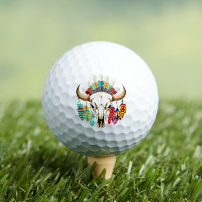 Buffalo Skull Native American Emblem Golfball (Insitu T-Shirt)