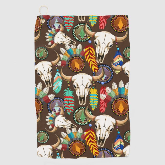 Buffalo Skull Native American Emblem Golfhandtuch (Vorderseite)