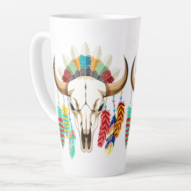 Buffalo Skull Native American Emblem Milchtasse (Linke Ecke)