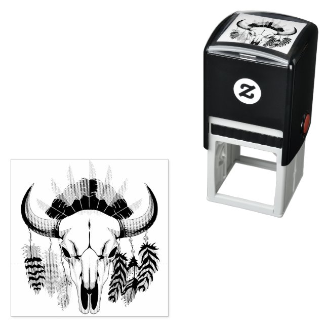 Buffalo Skull Native American Emblem Permastempel (Beispiel)