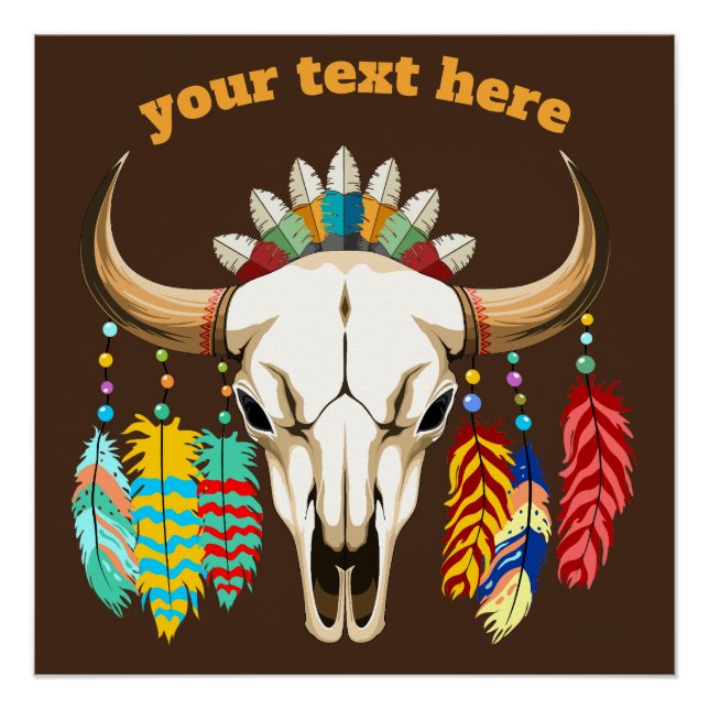 Buffalo Skull Native American Emblem Poster (Vorderseite)