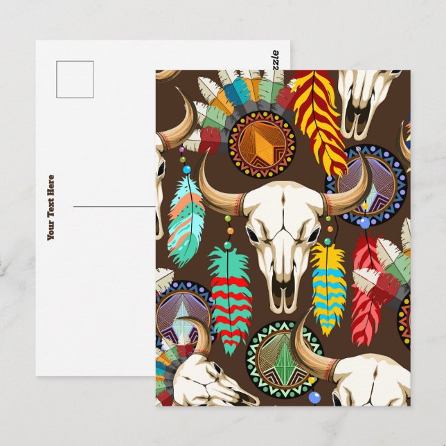 Buffalo Skull Native American Emblem Postkarte (Vorne/Hinten)