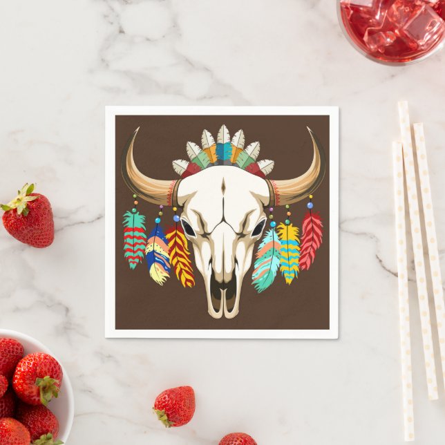 Buffalo Skull Native American Emblem Serviette (Beispiel)