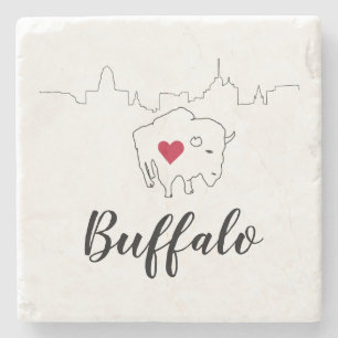 Buffalo Skyline Illustration Steinuntersetzer