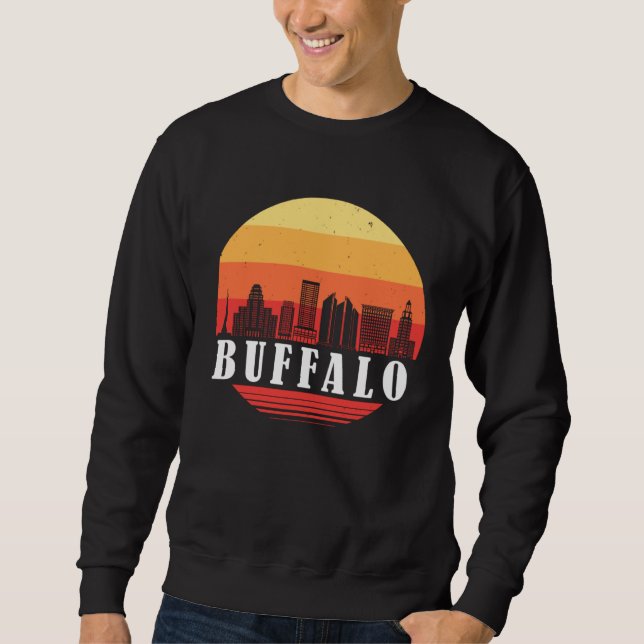 Buffalo Skyline Sunset in Retro Vintage Style Sweatshirt (Vorderseite)