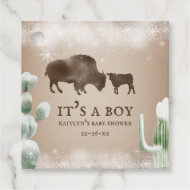 Buffalo Snow Desert Cactus Boy Baby Shower Geschenkanhänger