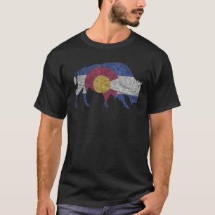 Büffalo Staatsflagge Colorado Rocky Mountains Skif T-Shirt